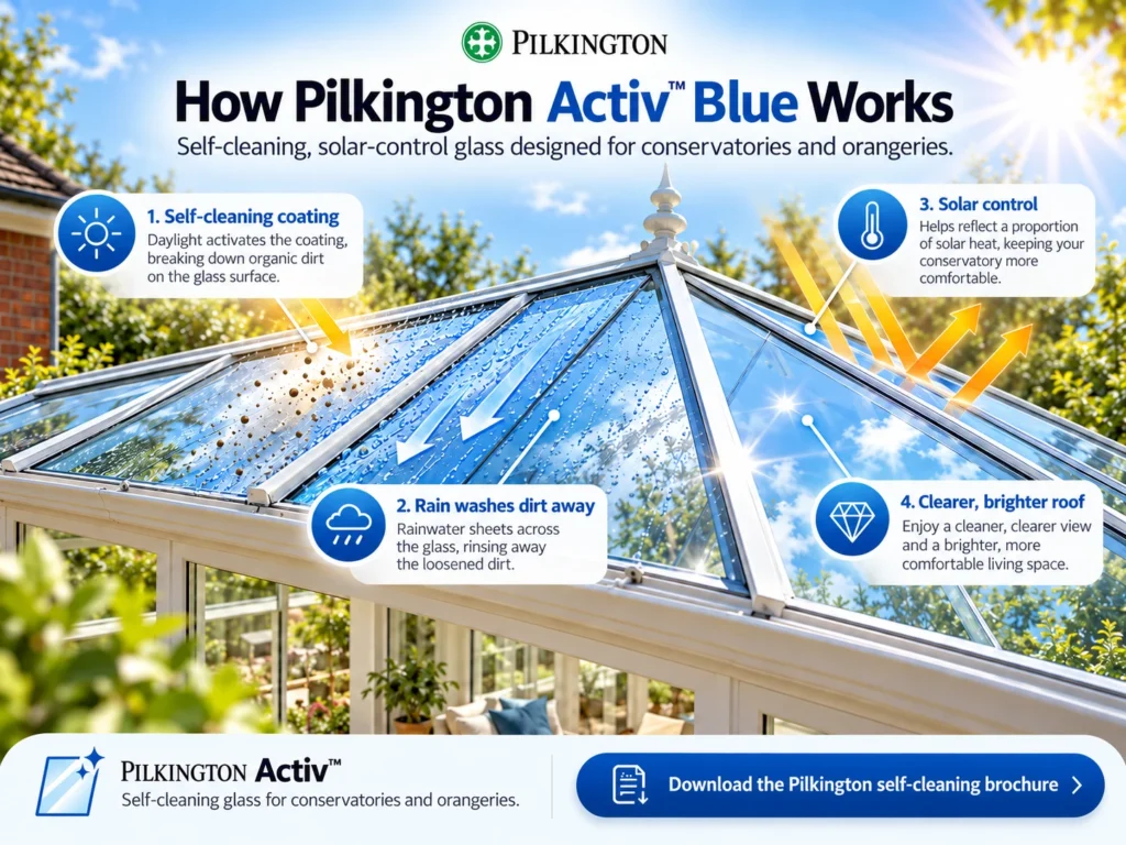 How Pilkington Activ Blue works on a conservatory roof