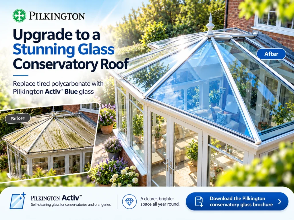 Upgrade to a stunning glass conservatory roof with Pilkington Activ Blue